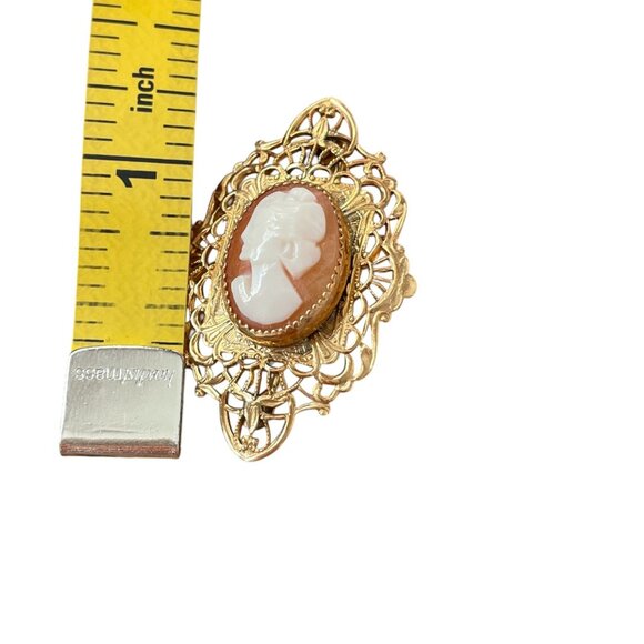 Vintage 14K GF Filigree Cameo Brooch Regency Collection - Picture 4 of 6